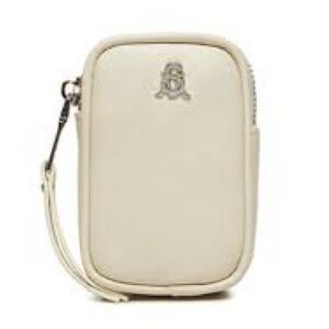 Steve Madden Beige Mini Purse coin Beige Wristlet w.Logo New SM micro bag charm